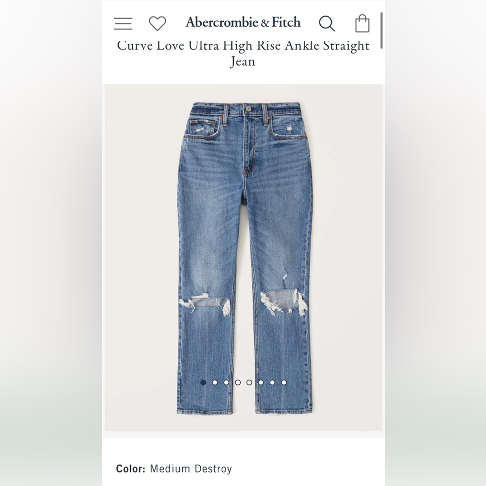 Brand New - Barely Worn A&F Curve Love Ankle Skinny Distressed Size 28S(6 Short)